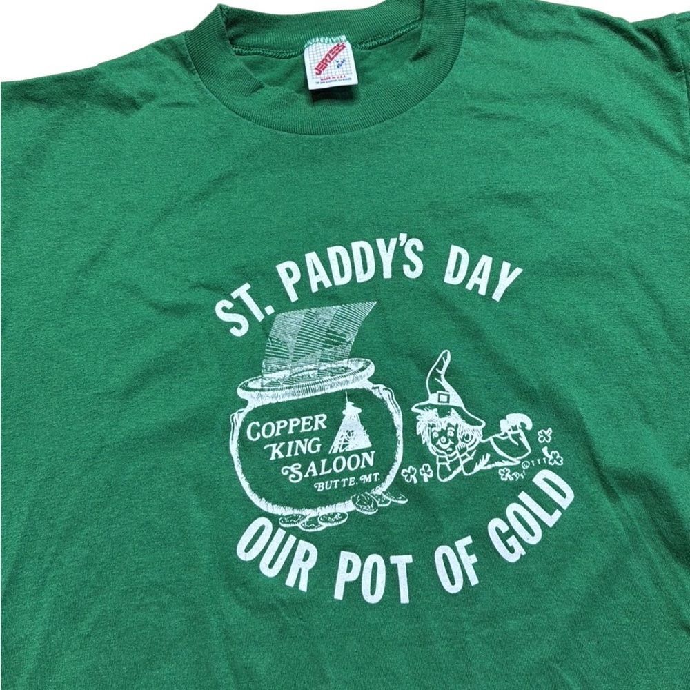 80s Vintage Jerzees Green Single Stitch St Paddy’s Day dive bar Tshirt med - lrg